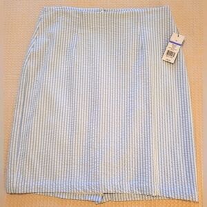 Kim Rogers Light Blue Seersucker Skirt in Size 10. NEW with tags.